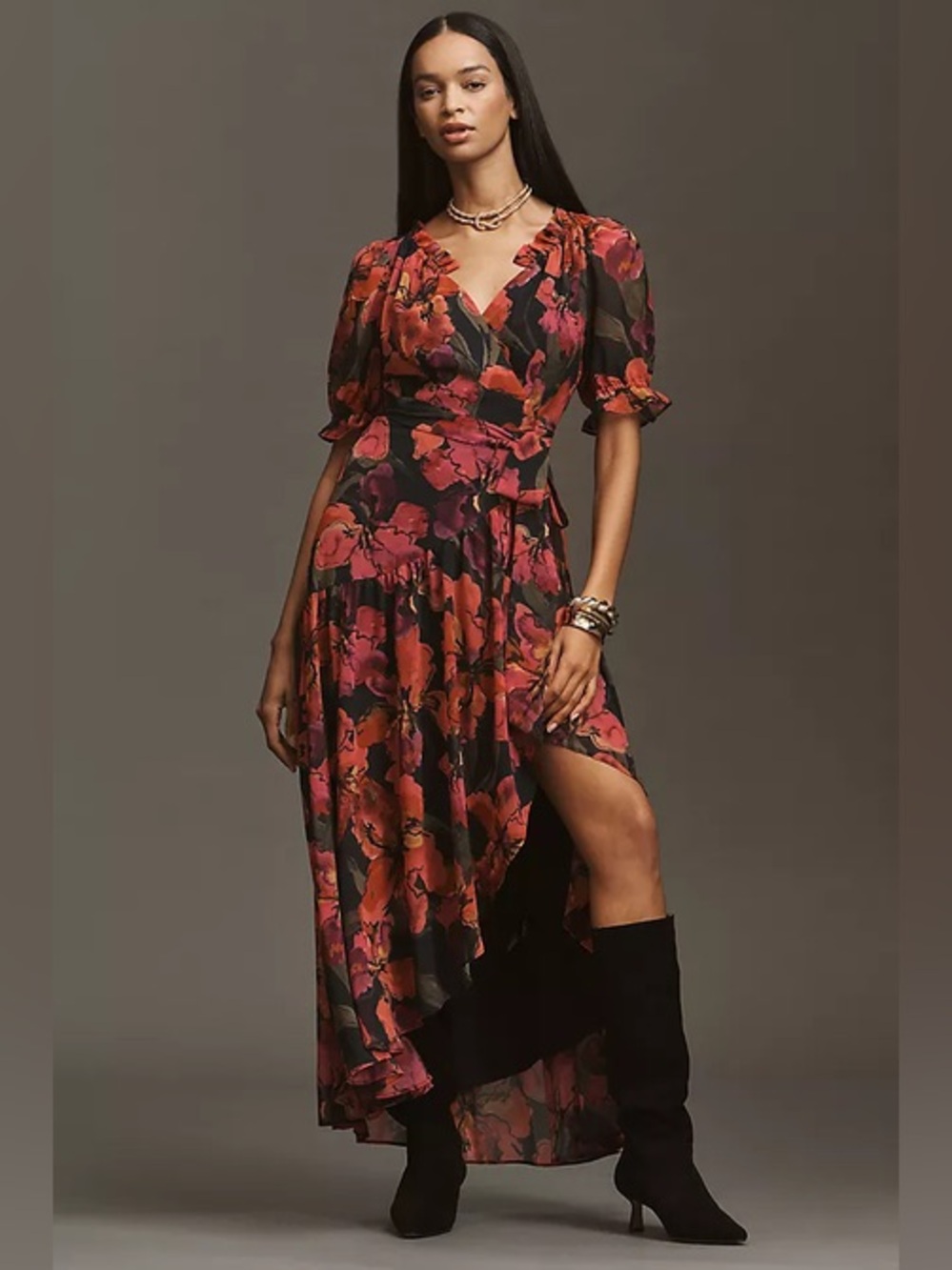 NWT Hutch Bethany Orchid Chiffon Wrap Maxi Dress Small Anthropologie Sold Out